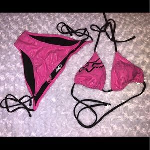Fox racing swimsuit in hot pink and black